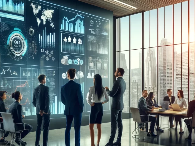 DALL·E 2024-04-27 15.28.42 - A modern, sleek office environment showing a diverse team of professionals gathered around a large digital screen displaying complex data analytics. T https://prev.quvah.com/wp-content/uploads/2024/04/DALL·E-2024-04-27-15.28.42-A-modern-sleek-office-environment-showing-a-diverse-team-of-professionals-gathered-around-a-large-digital-screen-displaying-complex-data-analytics.-T-640x480.webp